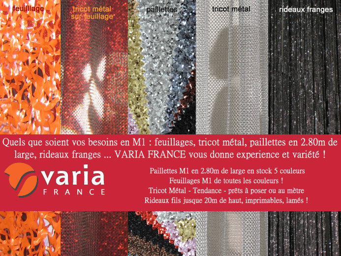 Varia France ~ Des Feuillages, paillettes, tricot métal et rideaux franges 